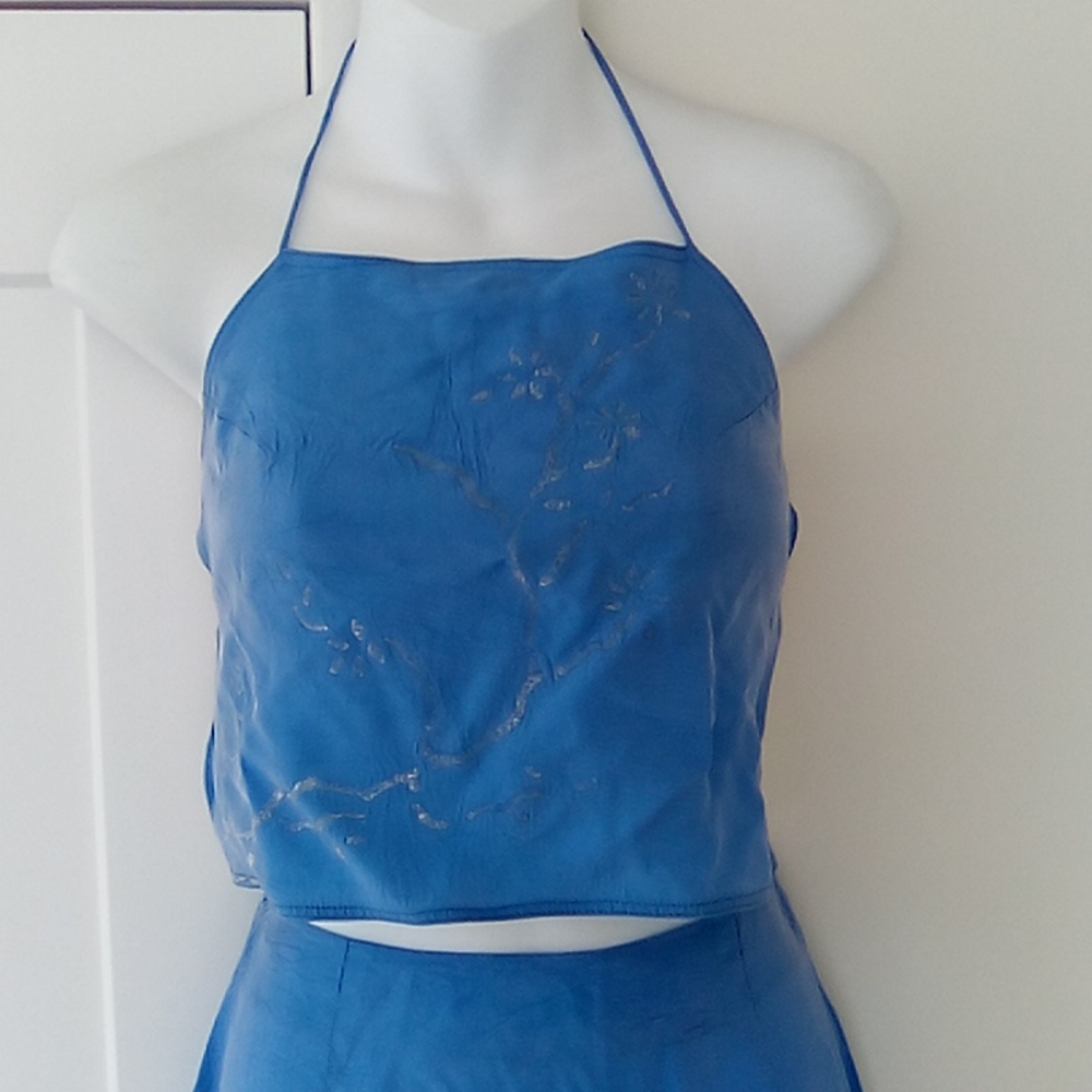 Vintage 90s Formal Maxi Skirt And Halter Top  Set - Picture 2 of 16